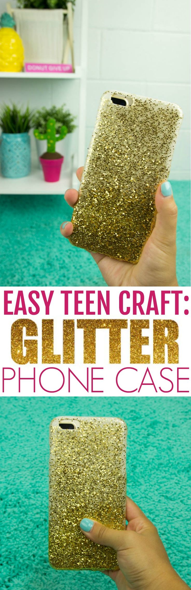Today we made this adorable Super Easy Craft Idea For Teens-DIY Ombre Glitter Ph...