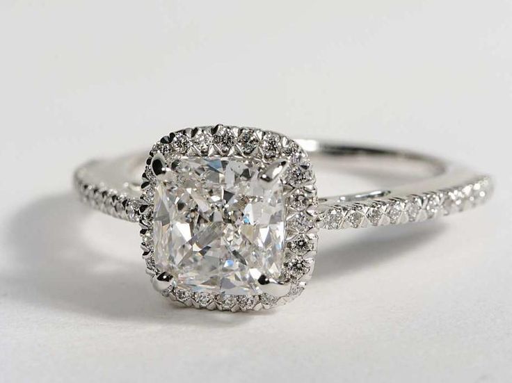 A Perfect 5.5CT Cushion Cut Halo Russian Lab Diamond Engagement Ring