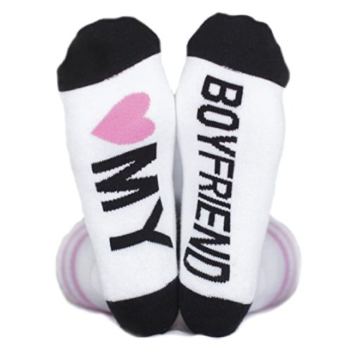 Love My Boyfriend Crew Socks (Valentines Day Gifts for Girlfriend)