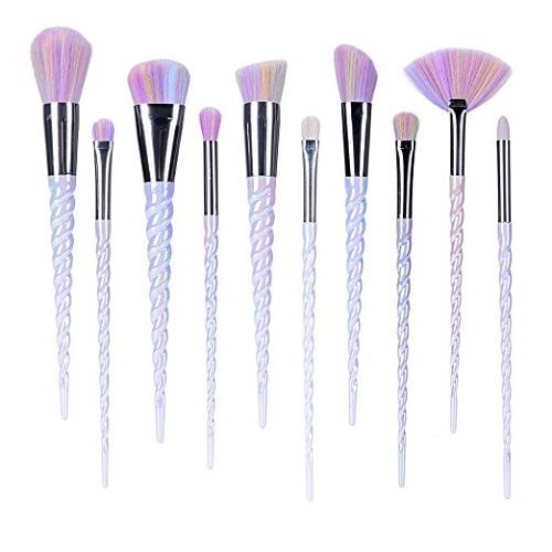 Magical Makeup Brushes Set with unique unicorn horn handle. Unicorn gifts. Gifts...