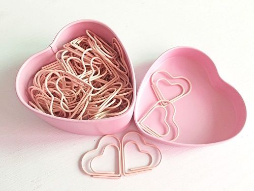 Pink Heart Shape Paper Clips. Cute school supplies for teens. Valentines Day Gif...