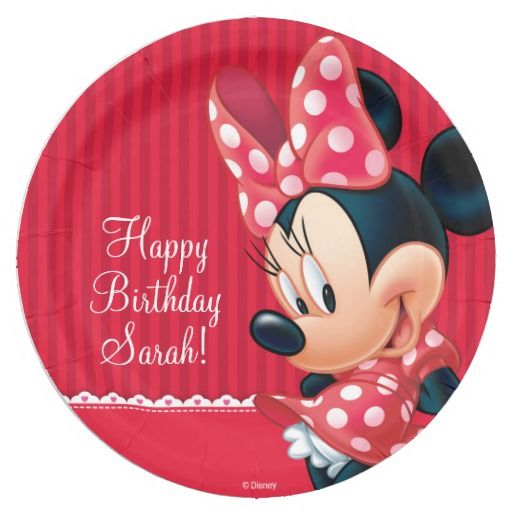 Minnie Red and White Birthday Paper Plate