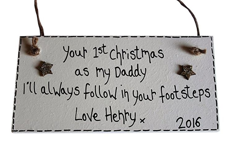 MadeAt94 Handmade Customized Christmas Gifts Plaque '1st Christmas as Daddy&...