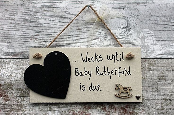 MadeAt94 Personalized Baby Countdown Pregnancy Gift Plaque Sign Baby Shower Pres...