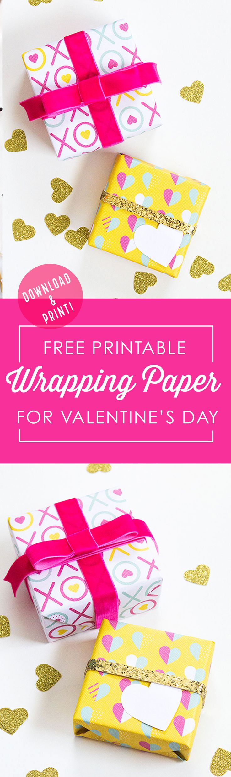 Download and print some custom wrapping paper for Valentine's Day. Free prin...