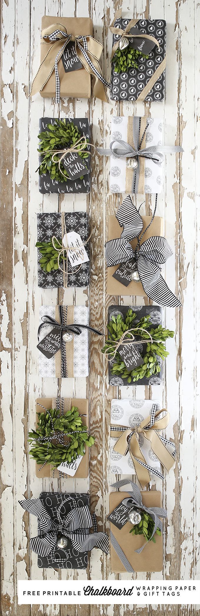 Free Printable Chalkboard Wrapping Paper and Gift Tags by Ella Claire.