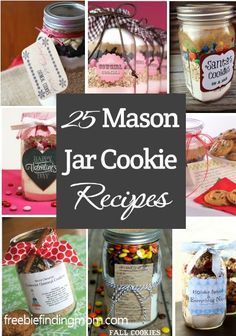 25 #MasonJar cookie #recipes - Great #gifts for teachers, babysitters, mail peop...