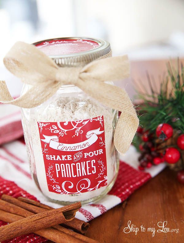 Homemade pancake mix in a jar is great for a gift basket. Add gourmet flavored s...