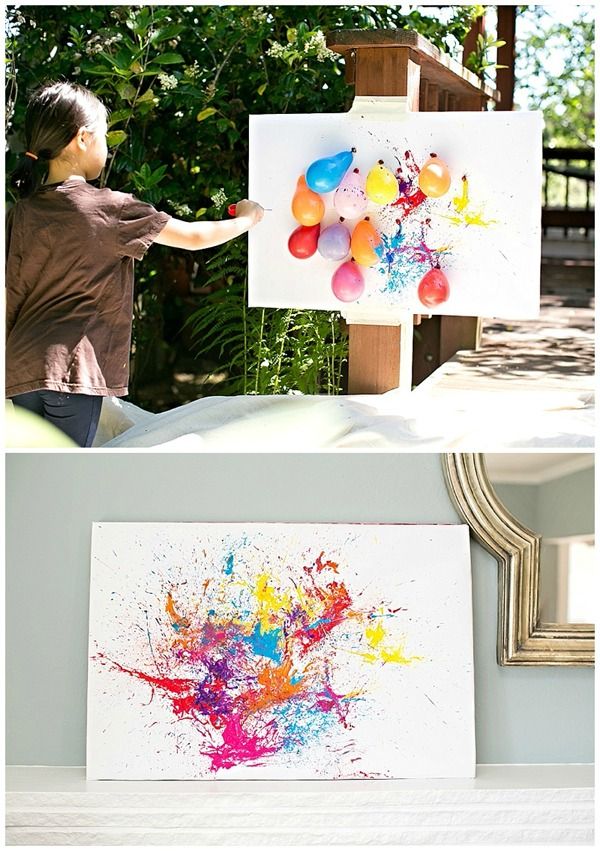 Balloon Dart Painting with Kids. A fun and creative way to paint outdoors!