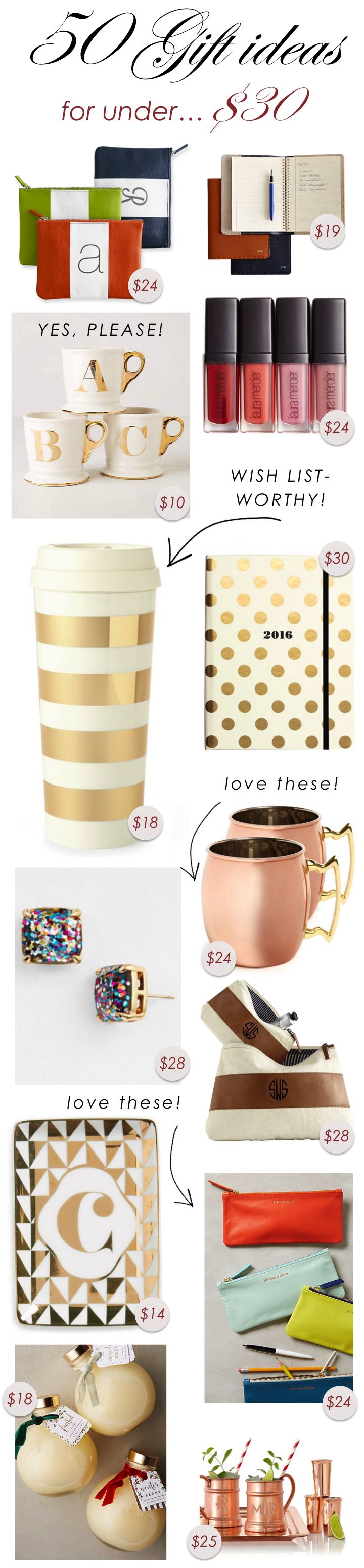50 Gift Ideas for Under $30 www.theperfectpal...