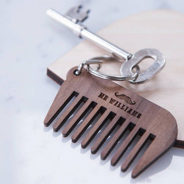 Personalised name beard comb key ring