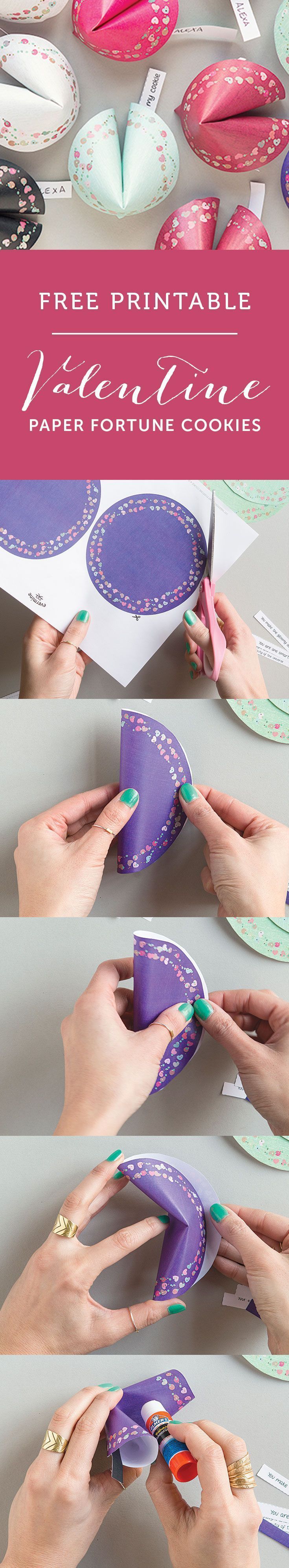 Valentines on a budget! Free printable paper fortune cookies. A cheap yet cute a...