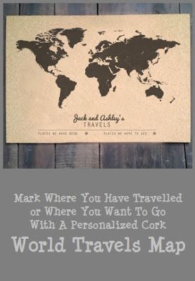 Treasures By Brenda: TRAVEL GIFTS: Personalized Cork World Travels Map