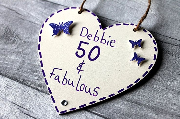 MadeAt94 50 And Fabulous Personalised Birthday Gift Heart 12cm 50th 60th 65th 70...