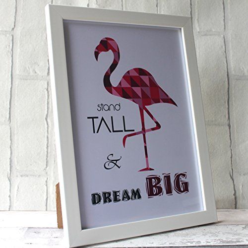 MadeAt94 Flamingo Gift Frame Personalised A4 For Girls Women Home Birthday Print