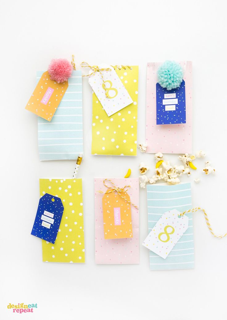 Download these fun & colorful printable birthday gift tags and attach them to tr...