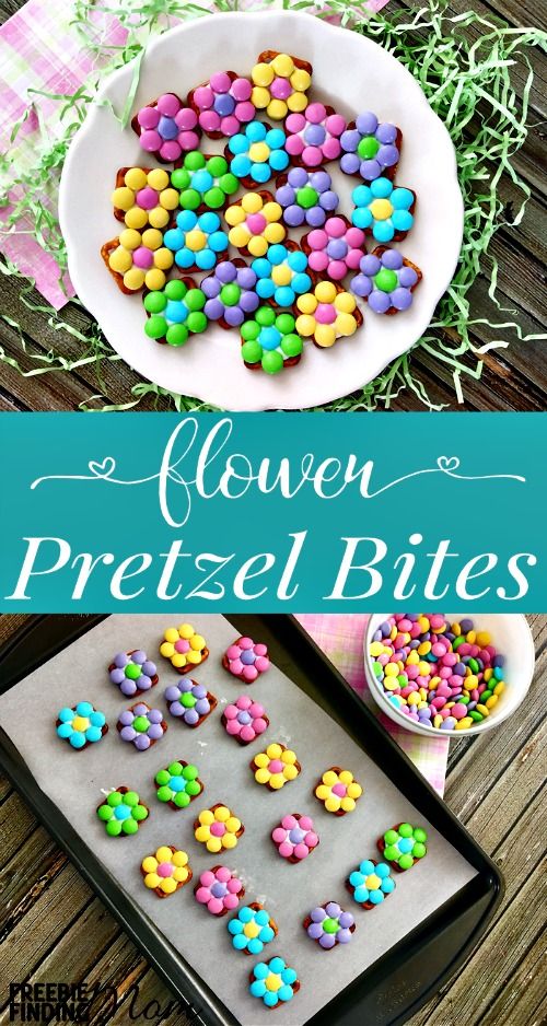 Need an easy Easter dessert or spring snack idea? These flower pretzel bites are...