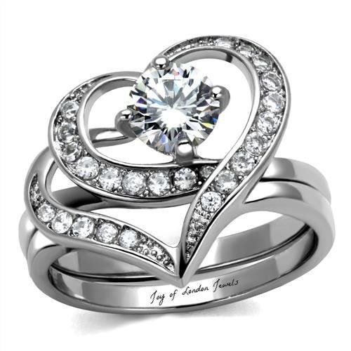 1CT Round Cut Russian Lab Diamond Bridal Set Wedding Band Ring