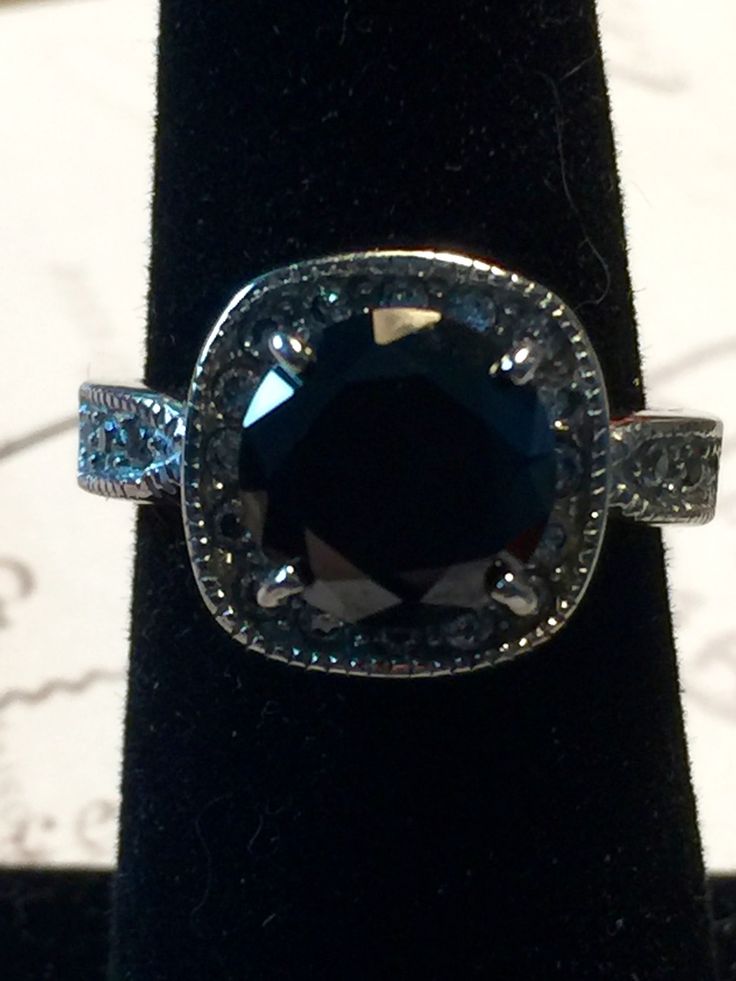 A Perfect and Stunning 3CT Halo Round Cut Black Moissanite Diamond Promise Engag...