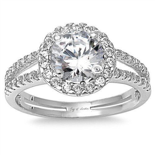 2CT Round Cut Halo Russian Lab Diamond Engagement Ring
