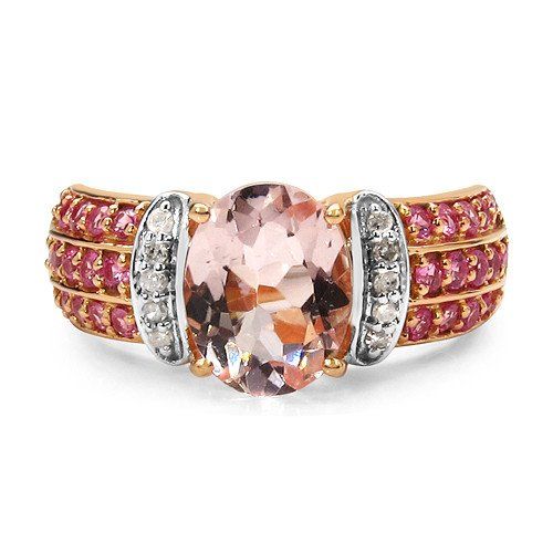 A Perfect 2.76CT Oval Cut Genuine Morganite Pink Sapphire Rose Gold Engagement R...