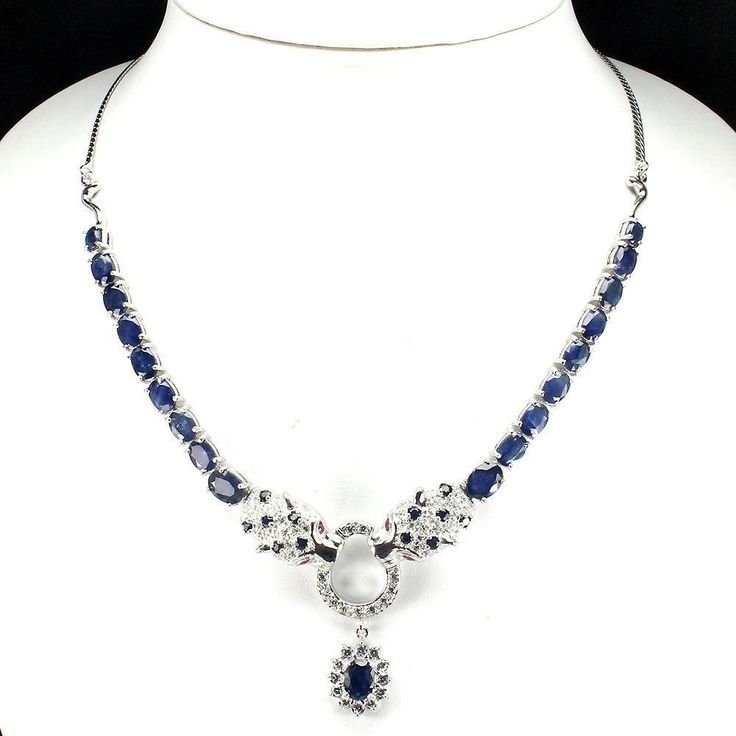 Classic Royal Blue Sapphire Panthere Ruby Necklace