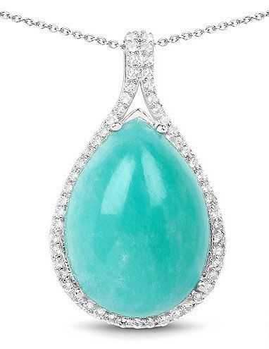 Ethically Mined Natural 9.25CT Minty Blue Green Amazonite & White Topaz Pendant ...