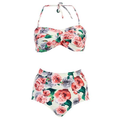 Cute Roses High Waisted bathing suit - Swimsuit for teens