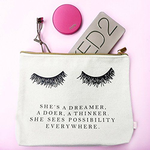 Eyelash Dreamer Makeup Bag with inspirational quote. Easter Basket Ideas for Tee...