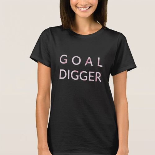 Goal Digger T Shirt with pink marble detail. Gifts for teenage daughter from dad...