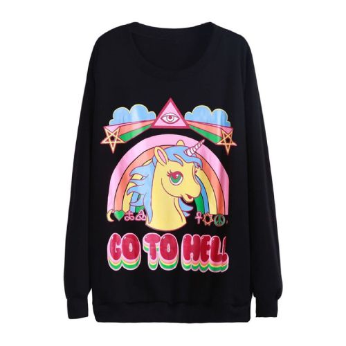 Unicorn sweater that says Go to Hell (Cute outfit for teen girls)