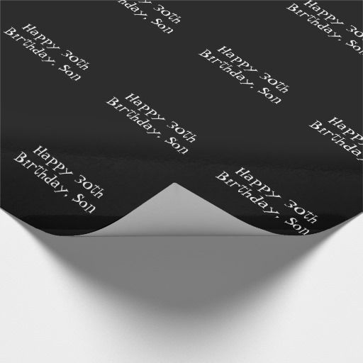 30th Birthday, 'Son' black and white gift wrap. Wrapping Paper