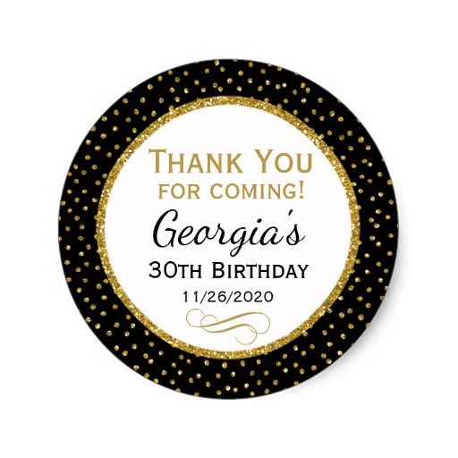 Birthday Black Gold Thank You Favor Tags
