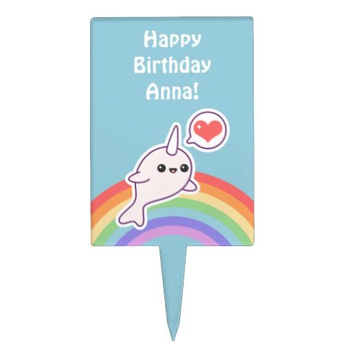 Cute Narwhal Birthday Cake Topper