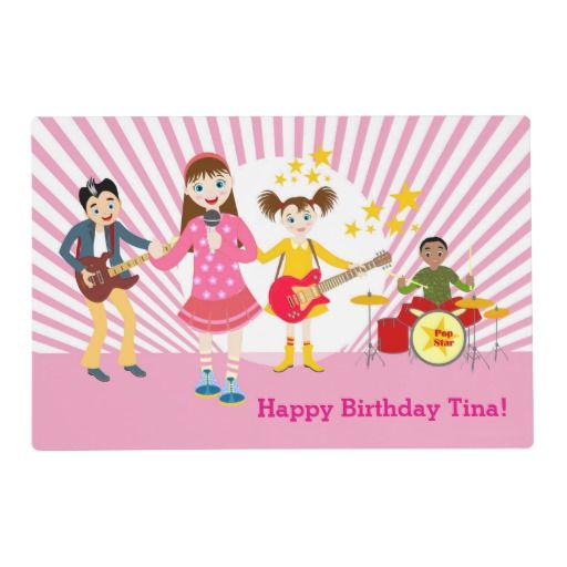 Pop star girl birthday party placemat