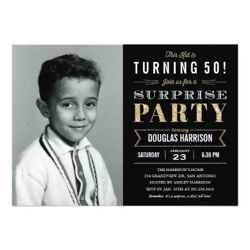 Sparkle Old Picture Surprise Birthday Invitations