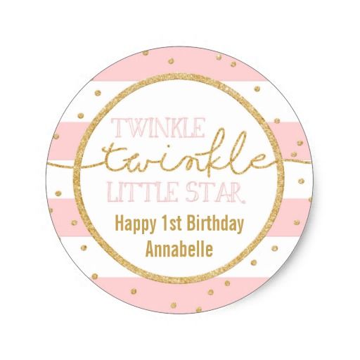 Twinkle Twinkle Pink and Gold Birthday Sticker