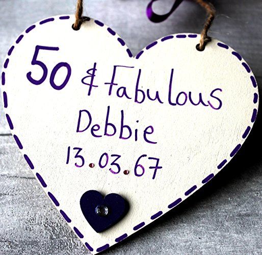 MadeAt94 50 And Fabulous Personalised Birthday Gift Heart 12cm 50th 60th 65th 70...