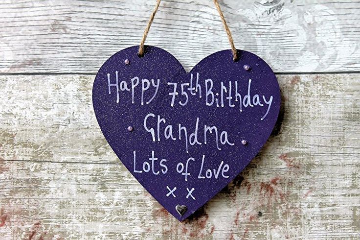MadeAt94 Customized Happy 75th Birthday Grandma Purple Heart Plaque Sign Handwri...
