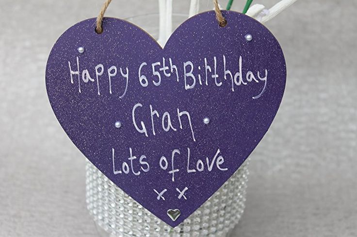 MadeAt94 Handmade Gift Purple Heart Plaque Happy 65th Birthday GRAN- Lots of Lov...