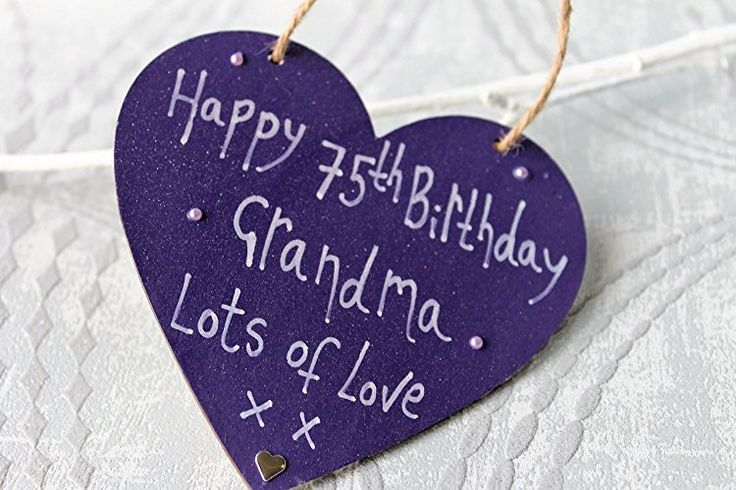 MadeAt94 Handmade Personalised Gift Purple Heart Plaque Happy 75th Birthday GRAN...