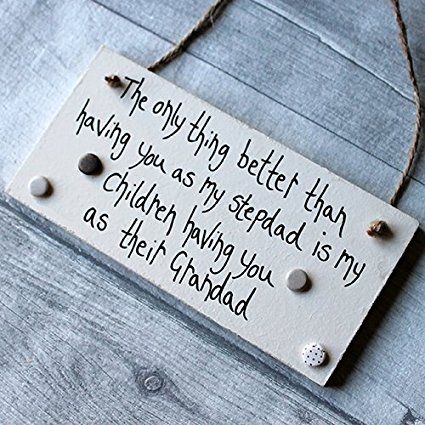 MadeAt94 Step Dad Gifts Personalised Wooden Plaque Sign For Grandad Announcement