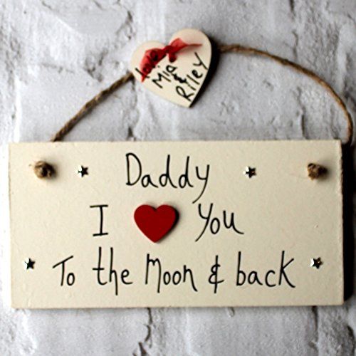 MadeAt94 Wooden Sign Daddy I Love You To The Moon and Back Personalized Gift Sig...