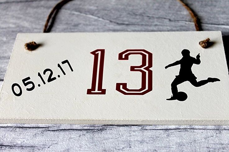 Soccer 13th Birthday Gift Sign 13 Year Old Personalized Bedroom Door