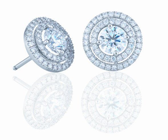 The Aura Double Halo Russian Lab Diamond Stud Earring Set