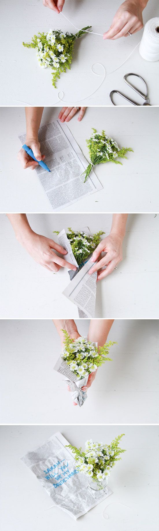 I think these bouquets would be cool alternatives to standard thank you cards, V...