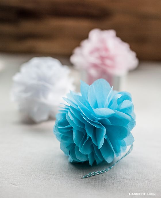 Make Some Mini Tissue Poms and Flower Gift Toppers