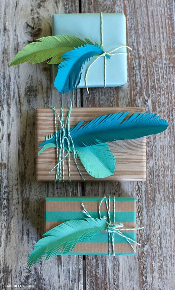 Paper Feathers for Gift Wrapping
