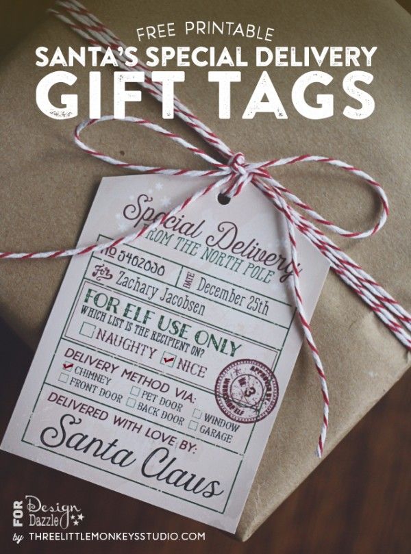 Santas Special Delivery Gift Tags - Free Printable. You fill in child's name...