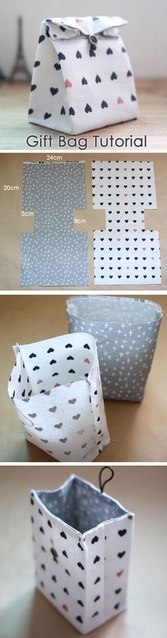 Traditional-style Fabric Gift Bags Instructions DIY step-by-step tutorial. www.h...